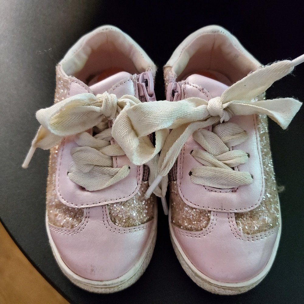 Maggie & Zoe Pink Glitter Sneakers w/ Zip Closure